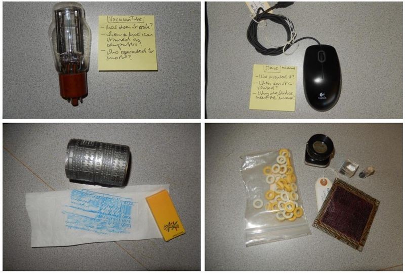 Participants in the Discovery Drawers workshop chose objects and discussed visitor engagement around those objects. Goals for the activity included 1) make technology relatable and accessible, 2) highlight the diverse people who play a role in creating and using technology, and 3) encourage a creative approach to looking at and learning with and about technology.